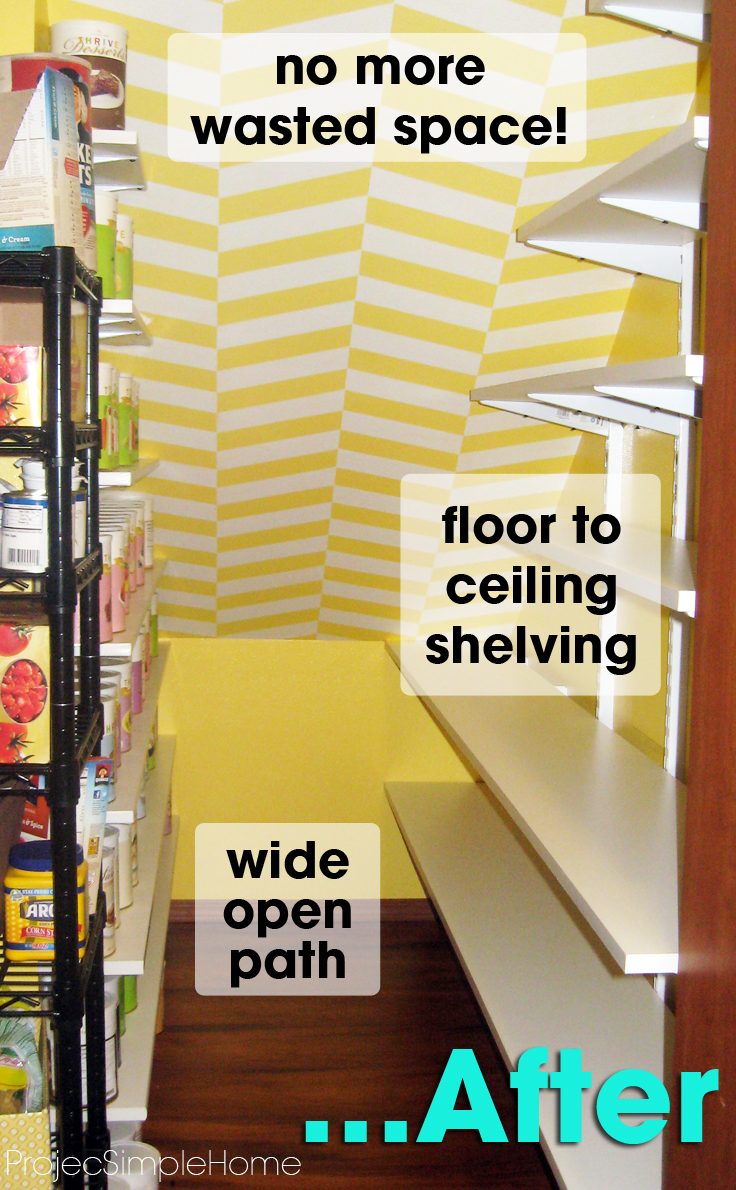 Under-stair pantry after the new shelves